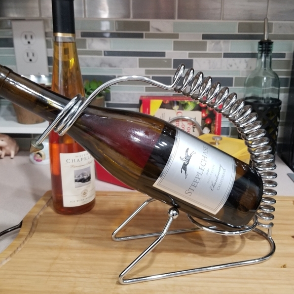 Tabletop Wine Bottle Rack Silver Chrome Wine Caddy - Picture 1 of 4